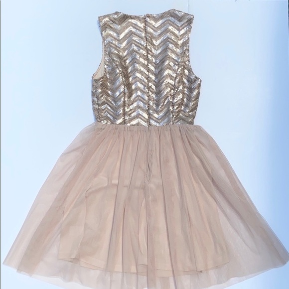 Francesca’s Chevron Sequin Bronze/Pink Dress - Picture 3 of 7